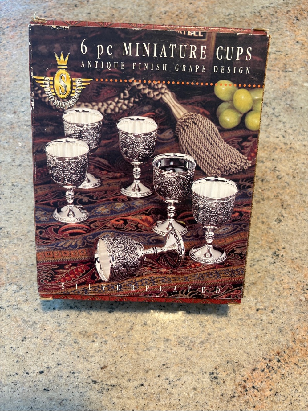 6 pc Silverplated Miniature Cups - Antique Grape Design